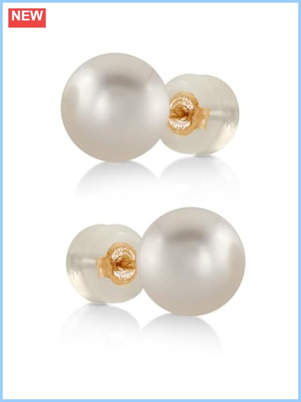 7-7.5mm Akoya Pearl Stud Earrings 14K Yellow Gold Fine Jewelry Gift